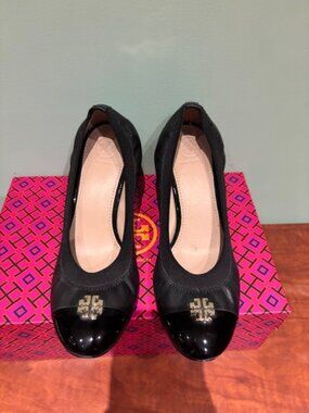 Tory Burch Jolie Women Leather Pumps Black Size 7.5M